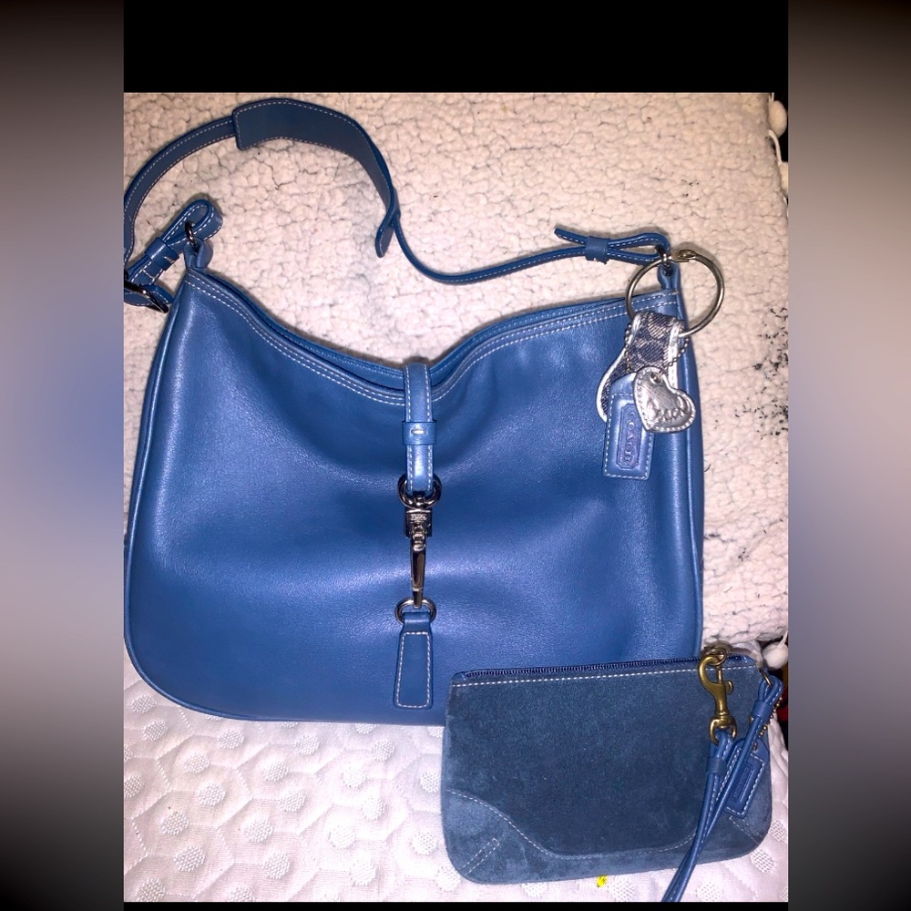 Coach Vintage hobo style denim blue & wristlet